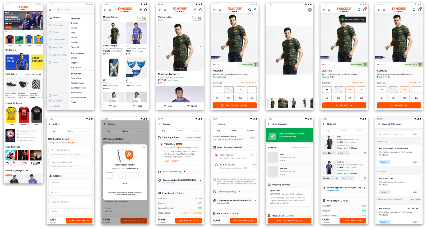 Final mobile UI flow