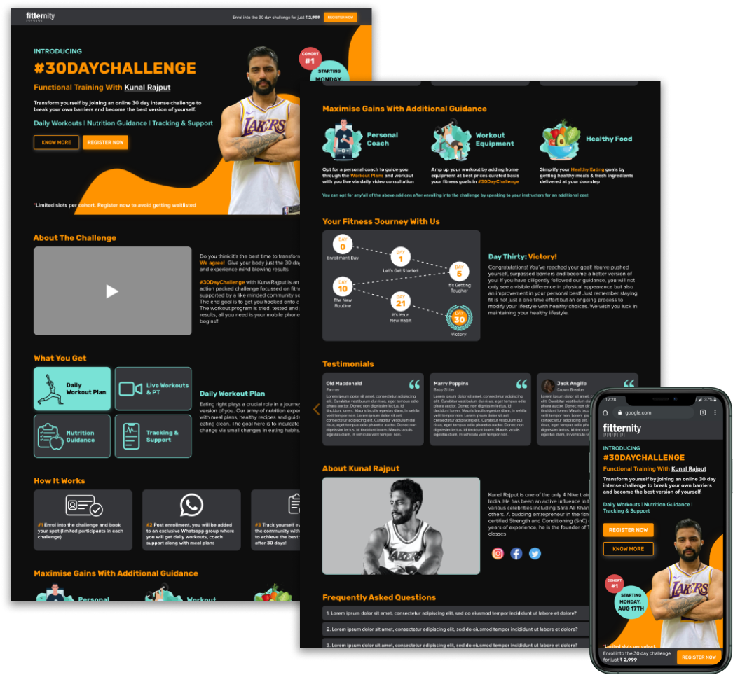 30 Day Challenge web landing page