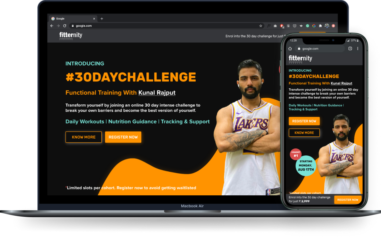Fitternity #30DayChallenge on web and mobile
