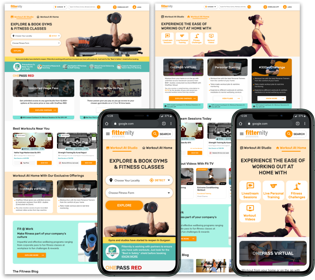 Homepage redesign for online and physical fitness