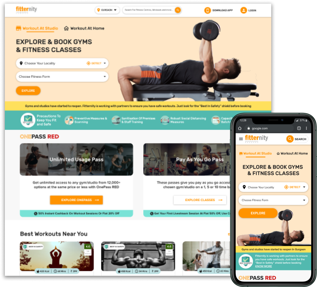 Fitternity virtual and physical fitness platform
