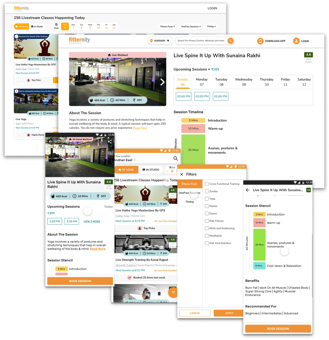 Zoom fitness classes booking flow