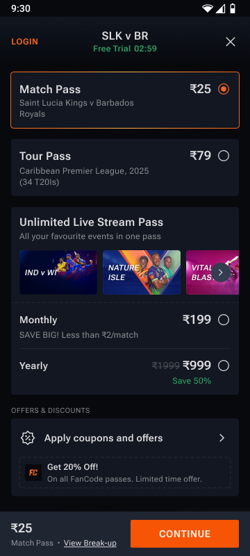 Payment listing — non-logged-in